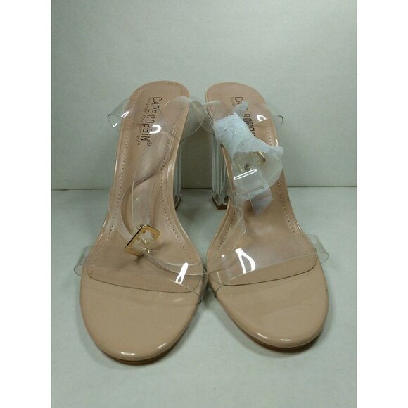 CAPE ROBBIN Maria-2 Clear Lucite Strappy Block Heel Sandal Womens 8.5 - Picture 2 of 9